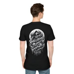 Graphic Skull T-Shirt in Black | Unisex Cotton Tee with Unique Dripping Skulls Design | Comfort Fit with Durable Twill Taping