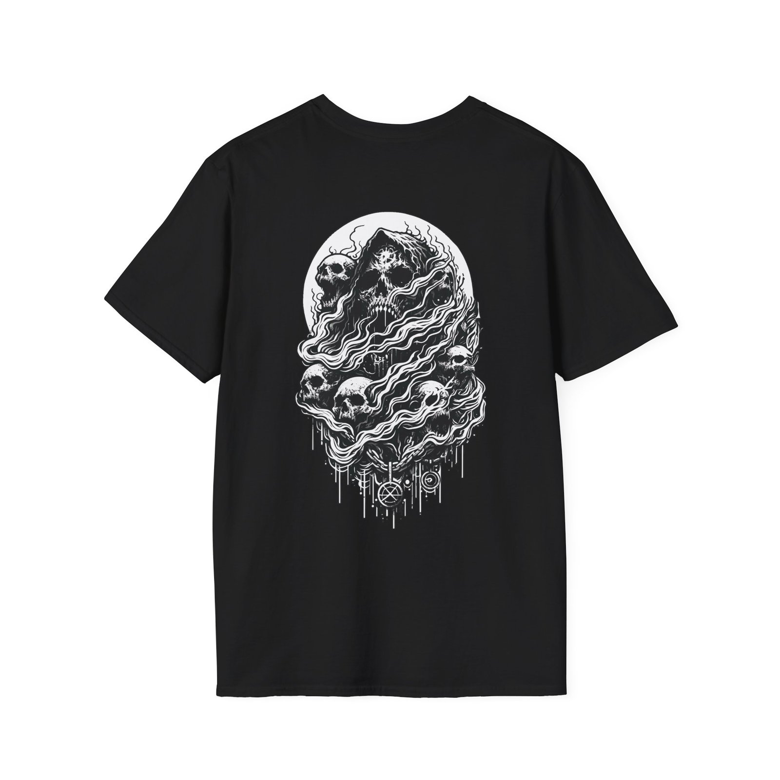 Graphic Skull T-Shirt in Black | Unisex Cotton Tee with Unique Dripping Skulls Design | Comfort Fit with Durable Twill Taping - Image 6