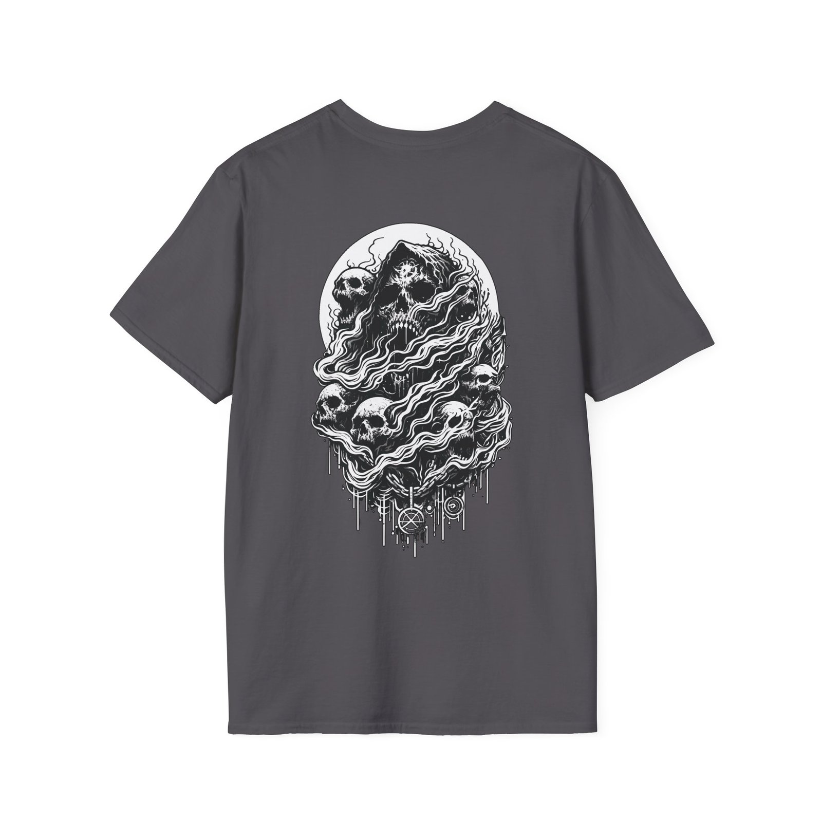 Graphic Skull T-Shirt in Black | Unisex Cotton Tee with Unique Dripping Skulls Design | Comfort Fit with Durable Twill Taping - Image 14
