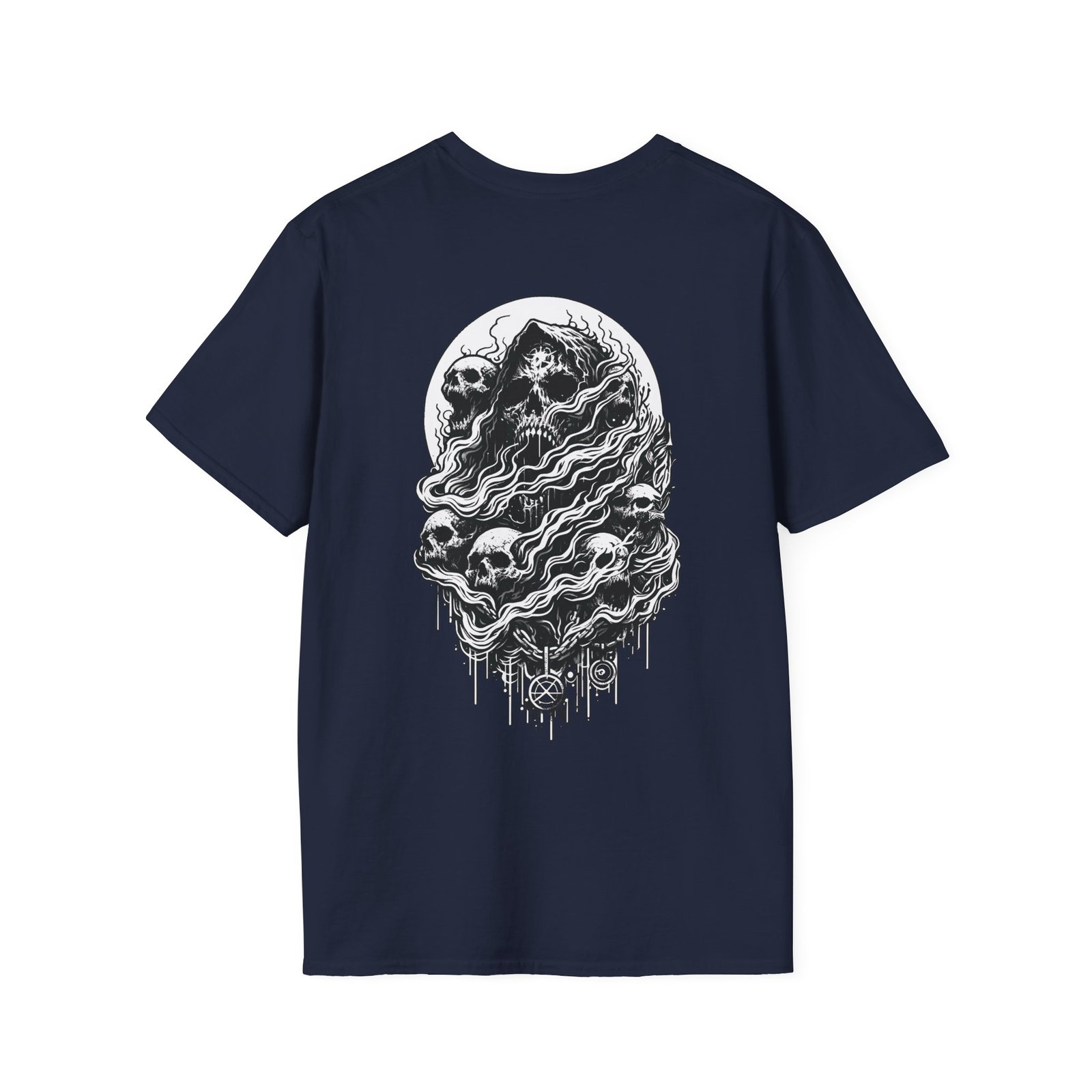 Graphic Skull T-Shirt in Black | Unisex Cotton Tee with Unique Dripping Skulls Design | Comfort Fit with Durable Twill Taping - Image 18