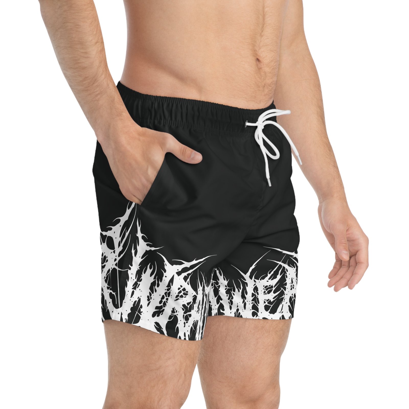 Goth Swim Trunks - Wraith Wear Logo - Death metal logo design - Image 4