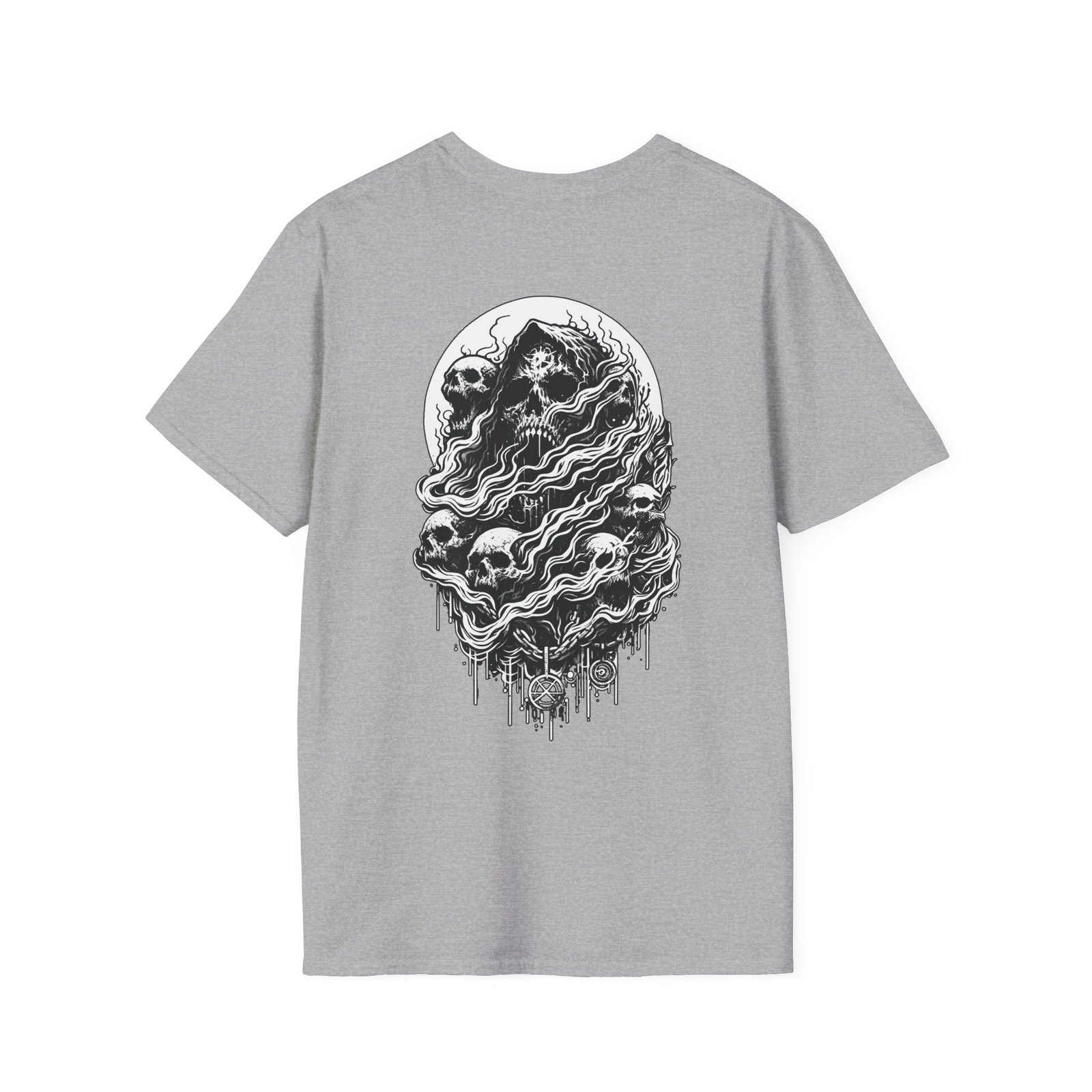 Graphic Skull T-Shirt in Black | Unisex Cotton Tee with Unique Dripping Skulls Design | Comfort Fit with Durable Twill Taping - Image 10