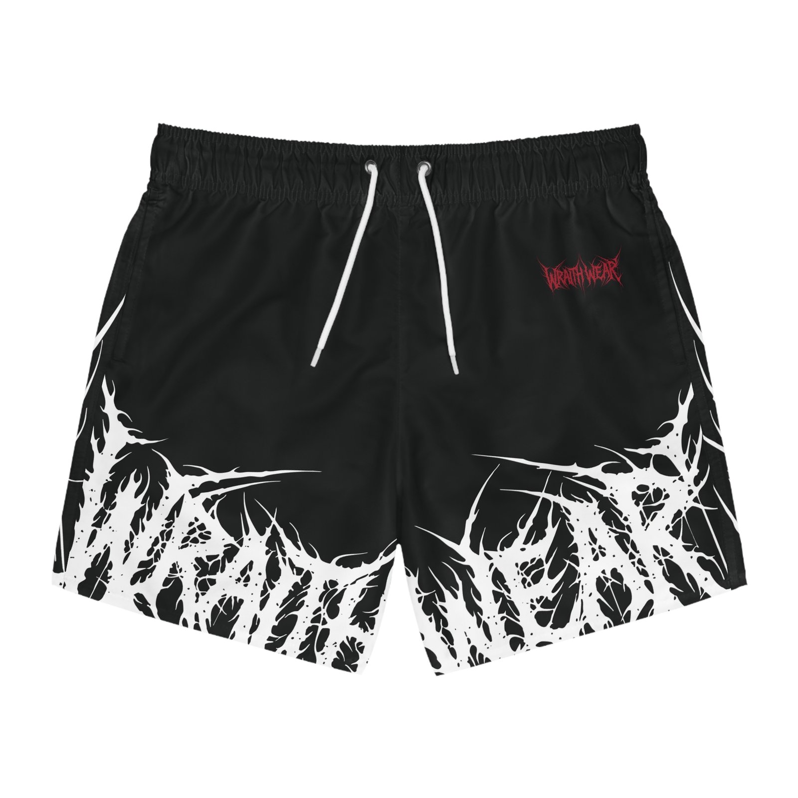 Goth Swim Trunks - Wraith Wear Logo - Death metal logo design