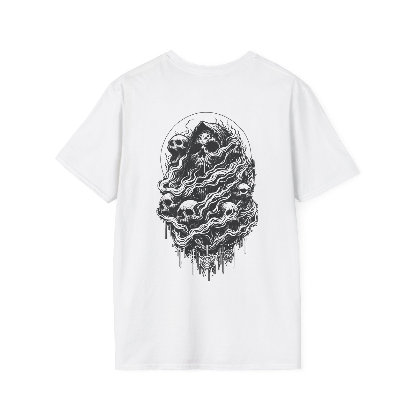 Graphic Skull T-Shirt in Black | Unisex Cotton Tee with Unique Dripping Skulls Design | Comfort Fit with Durable Twill Taping - Image 2